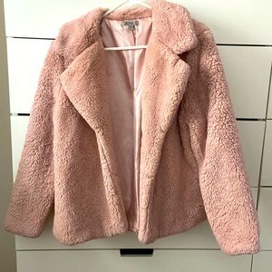 Pink fur coat/ only worn once!